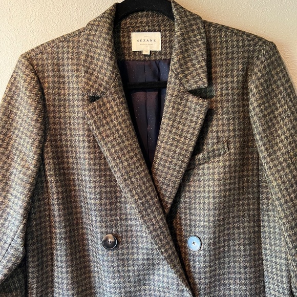 Sezane Michele Jacket Khaki Houndstooth Size US 8 NWOT - Picture 4 of 11